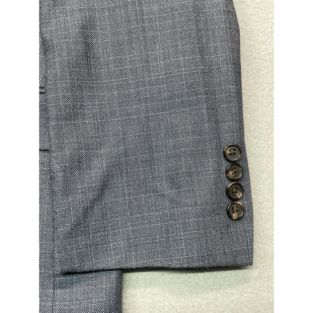 Ralph Lauren Silk Blazer Jacket 46R Wool Blue Plaid Single Breasted Vented EUC - Picture 3 of 14